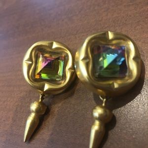 Gold Earrings Stunning with multicolored crystal